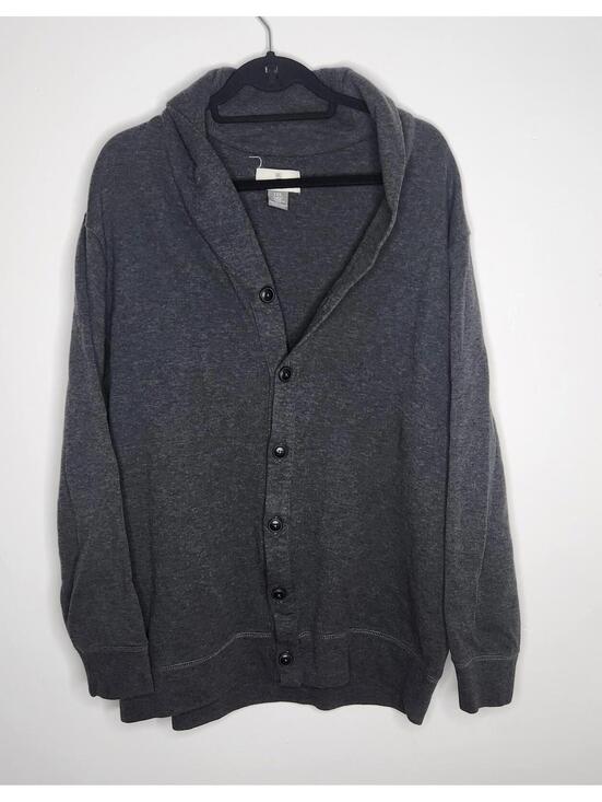 Oak Hill Other - Oak Hill Sweater Mens 1XL Gray Shawl Collar Button Front Cardigan 100% Cotton